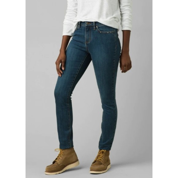 Prana Denim - Prana‎ Sienna Skinny Jeans Womens Dark Wash Mid Rise Classic Denim Blue 6 TL NWT